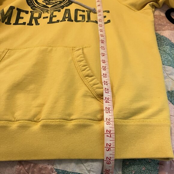 Y2K American Eagle Hoodie Mens XXL Yellow Pullover Spellout Logo - Picture 6 of 7